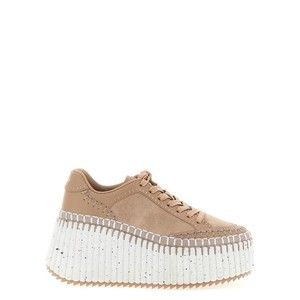 Chloe Stylish Tan and White Women's  Sneakers